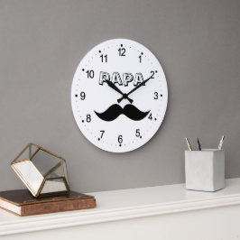 Pappa Manar Mustache Black & White Large Clock Stor Klocka
