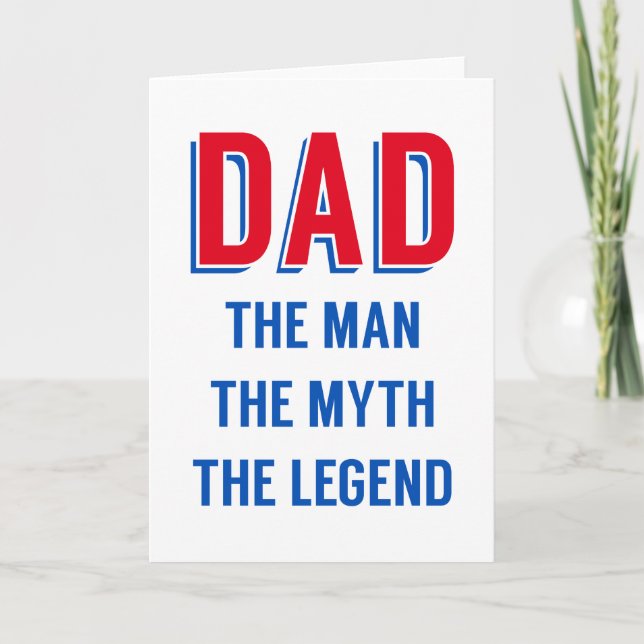 Pappa manen, mythen, legenden, fars dag kort (Framsida)