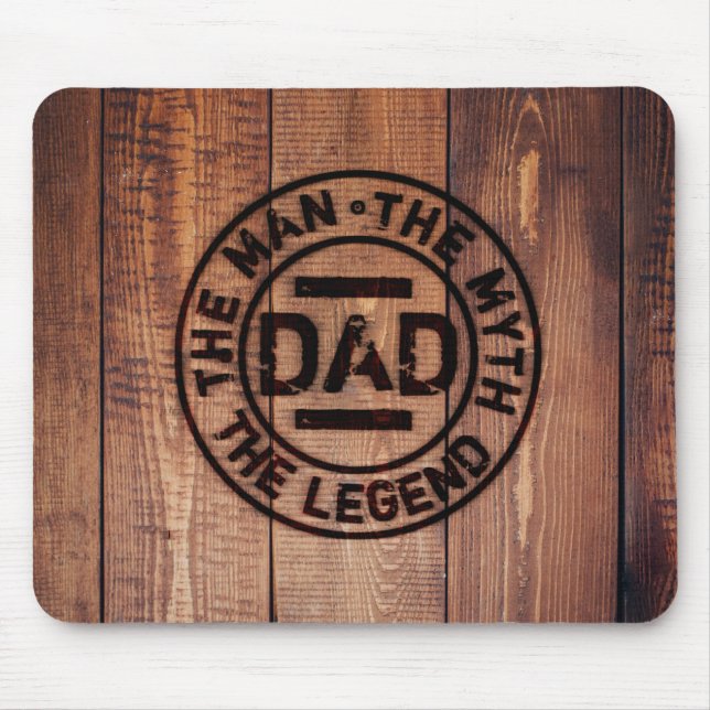 Pappa Mannen Myten Legend Rustik Trä Pyrografi  Musmatta (Framsidan)