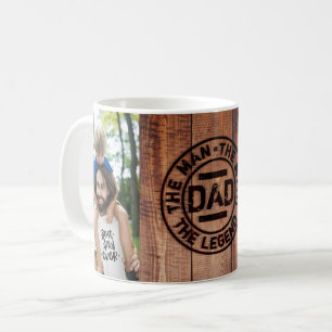 Pappa Mannen Myten Legend Två Foto Anpassat Trä Kaffemugg