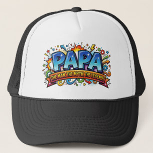 Pappa Mannen Myten Legenden Rolig Tecknad Retro Keps
