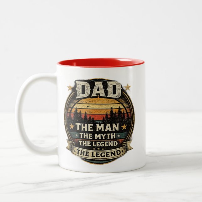 Pappa Mannen Myten Legenden Roligt Faderpresent  Två-Tonad Mugg (Vänster)