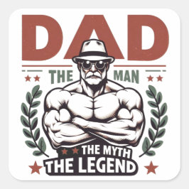 Pappa Mannen Myten Legenden Vintage Superhjälte Fyrkantigt Klistermärke