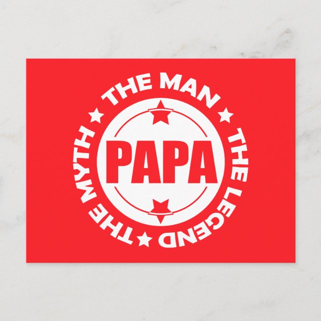 Pappa. Mannen. Myten. Legenden. Vykort (Framsida)