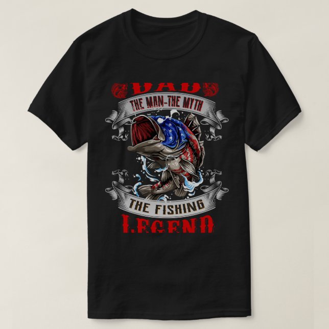 Pappa mannen myth the Fishing Legend v8 T Shirt (Design framsida)