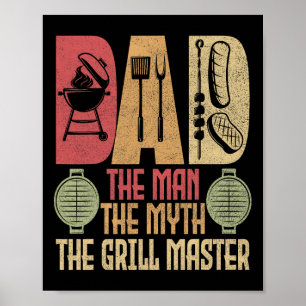 Pappa Mannen Myth the Grill Master Bbq Party Rb Poster