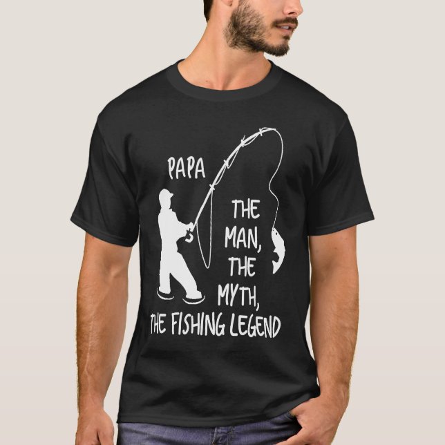 Pappa människan myten fiskelängden t shirt (Framsida)