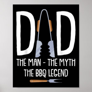 Pappa människan myten om Bbq Legend Funny Barbecue Poster