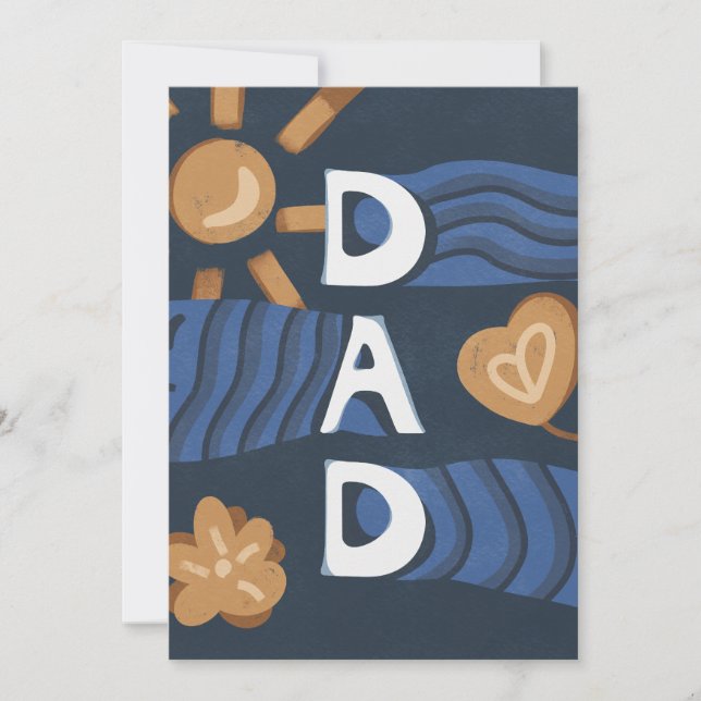 Pappa - marinblått Lycklig Fars dag Julkort (Framsida)