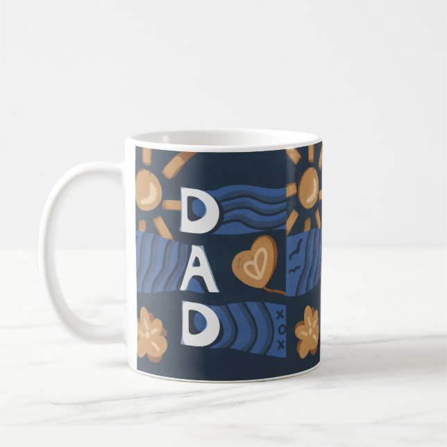 Pappa - marinblått Lycklig Fars dag Kaffemugg (Vänster)