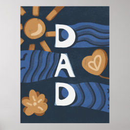 Pappa - marinblått Lycklig Fars dag Poster