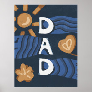 Pappa - marinblått Lycklig Fars dag Poster