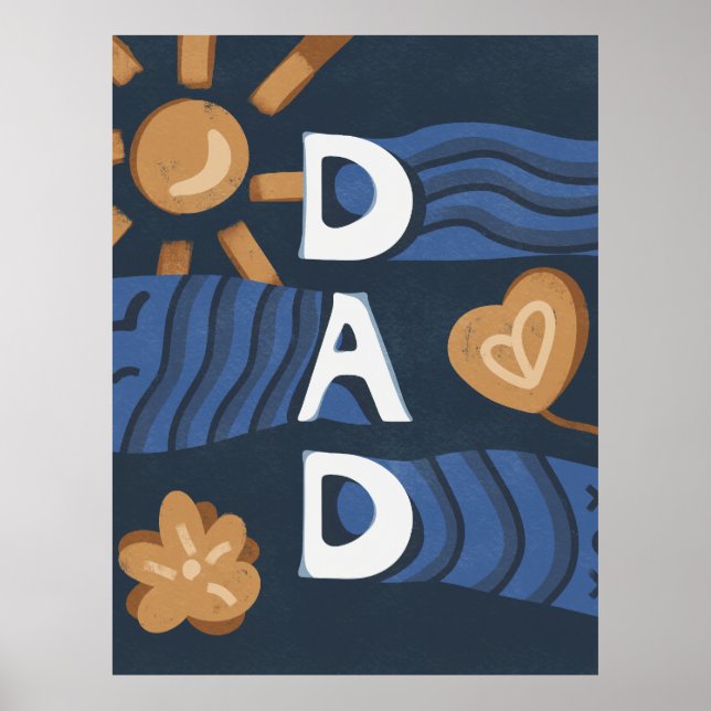 Pappa - marinblått Lycklig Fars dag Poster (Framsidan)