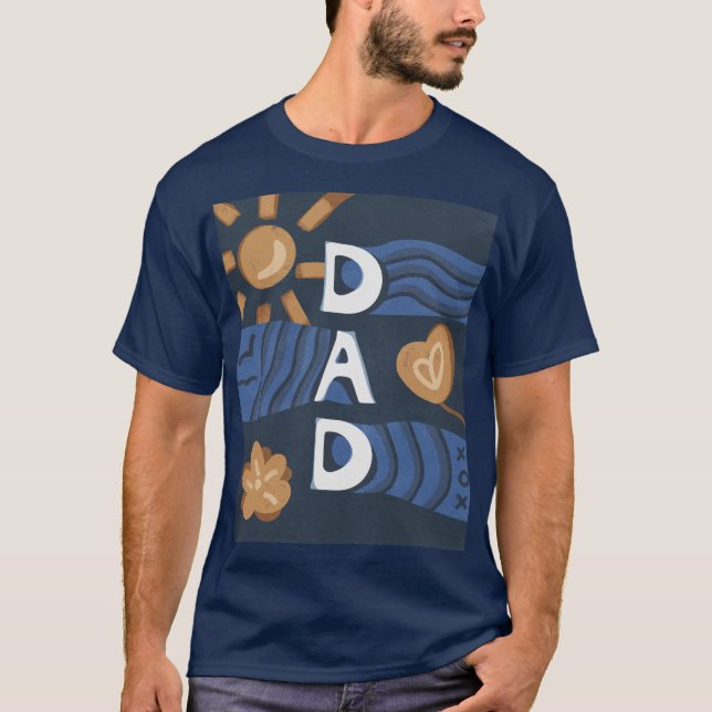 Pappa - marinblått Lycklig Fars dag T Shirt (Framsida)