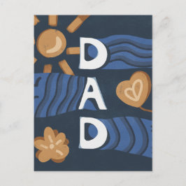 Pappa - marinblått Lycklig Fars dag Vykort