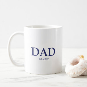 Pappa marinblåvit anpassningsbar fastställt datum kaffemugg