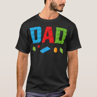 Pappa Mästerbyggare Bygger Legobrickor Block Famil T Shirt