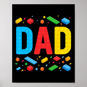 Pappa Mästerbyggare Bygger Legoklötser Familj F Poster