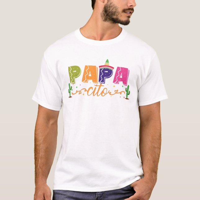 Pappa matchning 1:a födelsedag Fiesta Party, mexik T Shirt (Framsida)