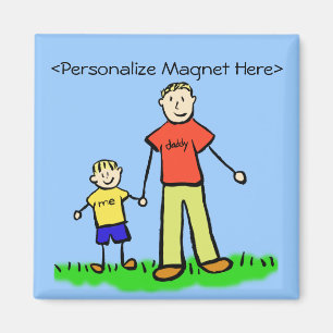 Pappa & Me - Far and Son Anpassningsbar Magnet (Bl