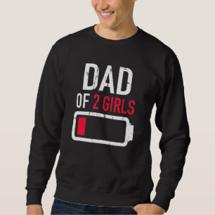 Pappa med 2 2 flickor låg batteri för Fars dag Lång Ärmad Tröja