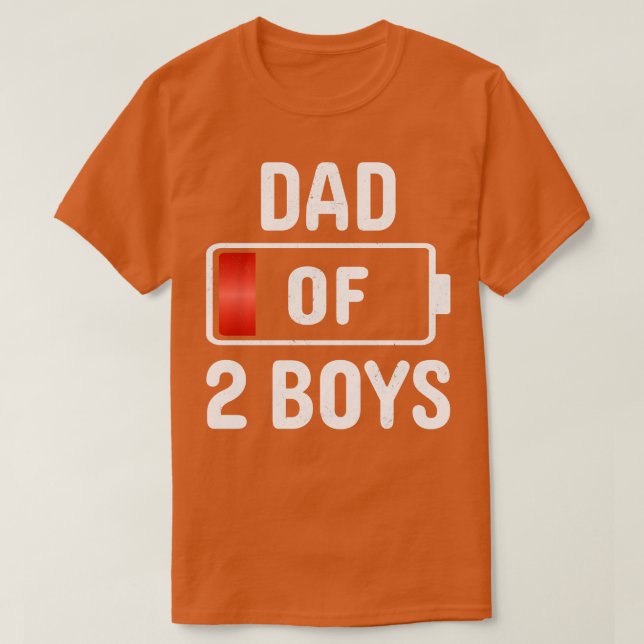 Pappa med 2 två pojkar låg batterilängd för Far T Shirt (Design framsida)