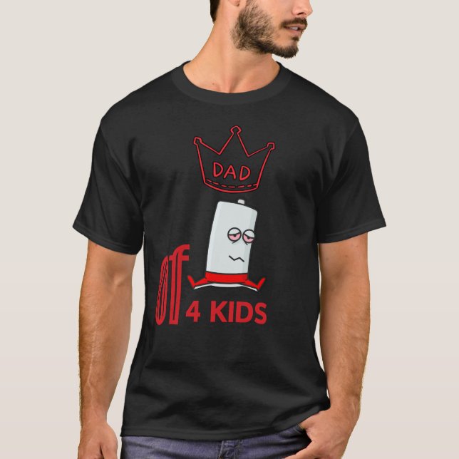 pappa med 4 barn T-Shirt (Framsida)
