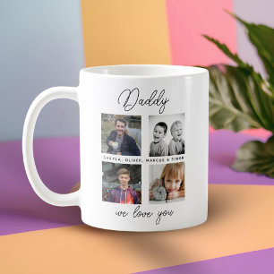 Pappa med barn familjefar 4 foto collage kaffemugg