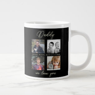 Pappa med barn familjepappa 4 fotokollage jumbo mugg