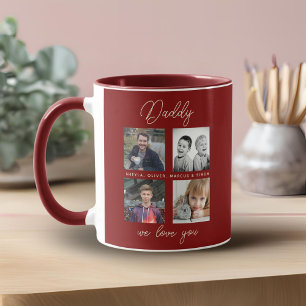 Pappa med barn familjepappa 4 fotokollage mugg