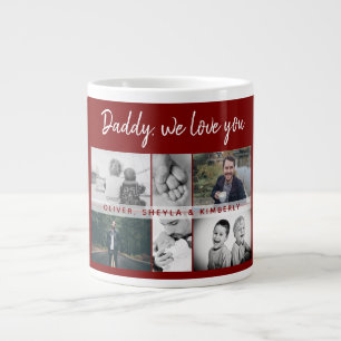 Pappa med barn och familjefader fotocollage jumbo mugg
