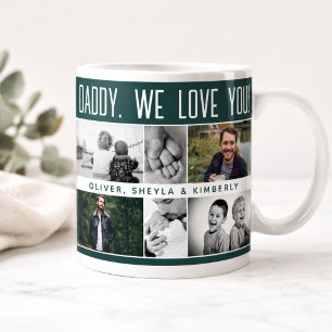 Pappa med barn och familjefader fotocollage jumbo mugg