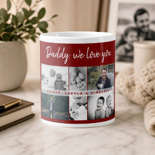 Pappa med barn och familjefader fotocollage jumbo mugg