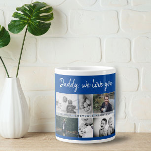 Pappa med barn och familjefader fotocollage jumbo mugg