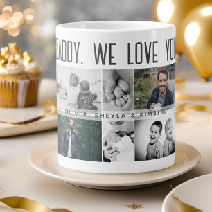 Pappa med barn och familjefader fotocollage jumbo mugg