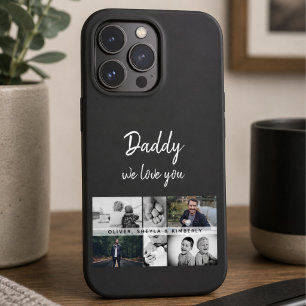 Pappa med barn och familjefader fotokollage