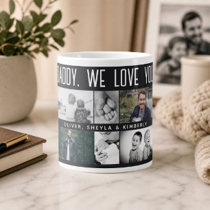 Pappa med barn och familjefader fotokollage jumbo mugg