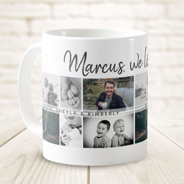 Pappa med barn och familjefader fotokollage kaffemugg (Skapare uppladdad)