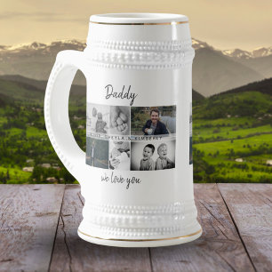 Pappa med barn och familjefar 6 fotokollage sejdel