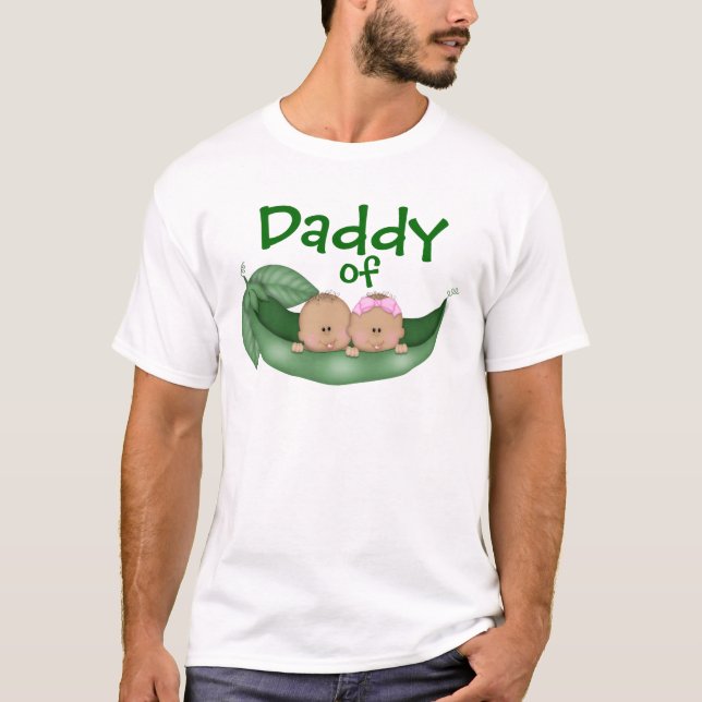 Pappa med blandade Twillingar (mörk skin) Tee Shirt (Framsida)