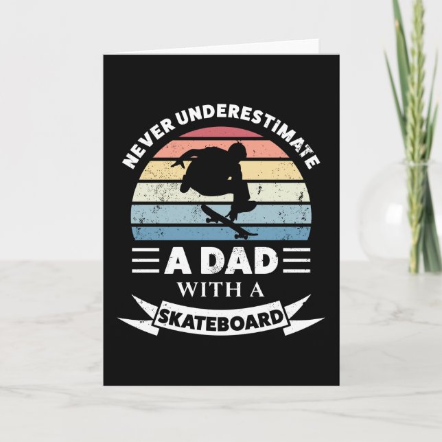 Pappa med Skateboard Funny Gift Fars dag Kort (Framsida)