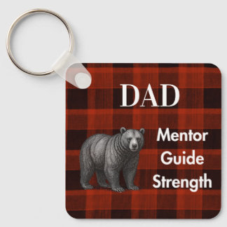 Pappa Mentor Guide Styrka & Hjärta Bär röd rutig Nyckelring