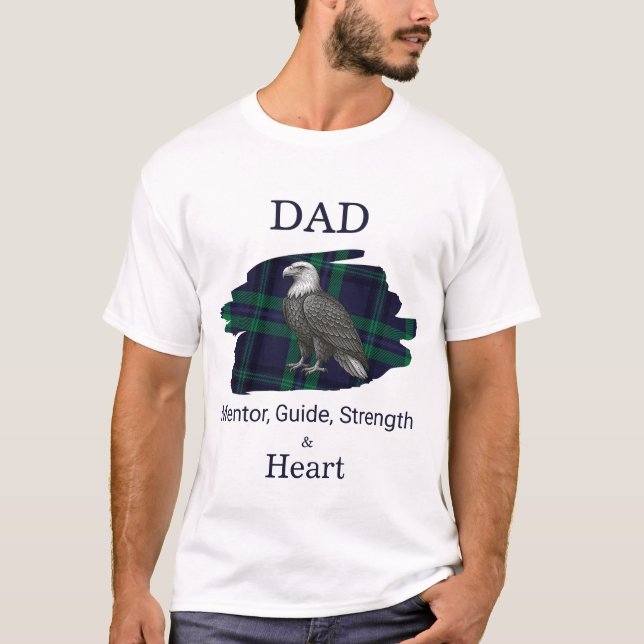 Pappa Mentor Guide Styrka & Hjärta Eagle Rutig blå T Shirt (Framsida)