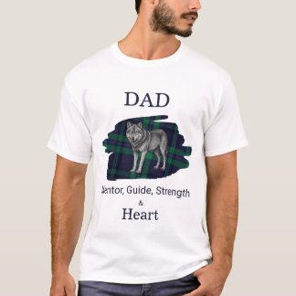 Pappa Mentor Guide Styrka & Hjärta Varg Rutig blå T Shirt
