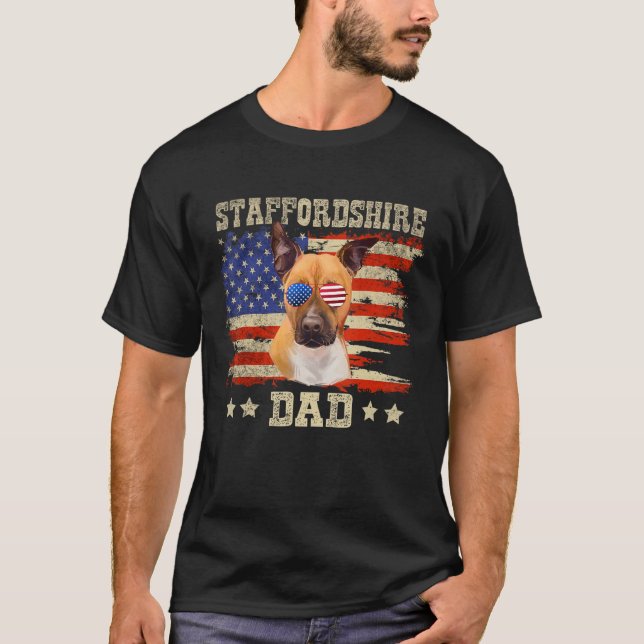 Pappa Merica American Flagga Manar Jul T Shirt (Framsida)