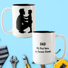 Pappa Min Första Hjälte För Evigt Vän Fars Dag Pre Två-Tonad Mugg