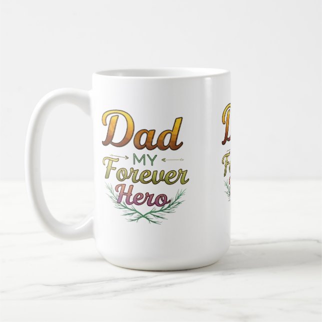 Pappa, Min Första Hjälte Klassisk 15 oz Mugg (Vänster)
