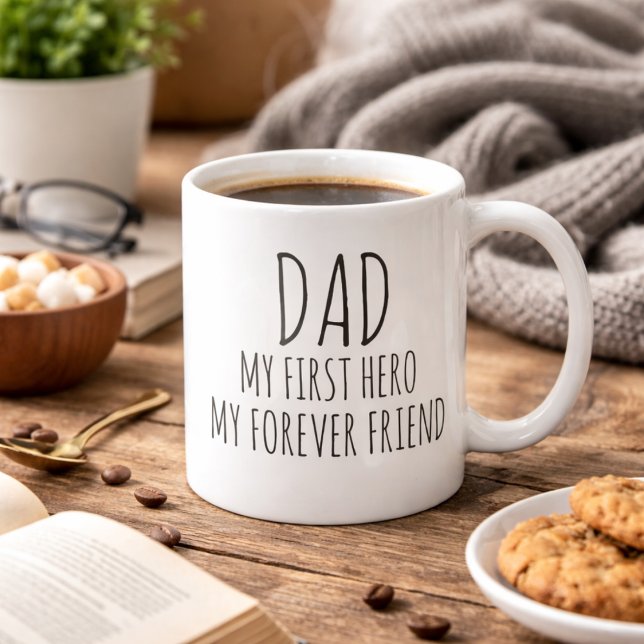 Pappa Min Första Hjälte Min Eviga Vän Minimalistis Kaffemugg (Dad My First Hero My Forever Friend Minimalist Coffee Mug)
