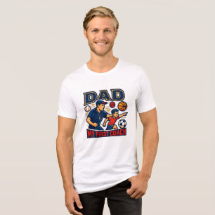 Pappa Min Förste Tränare Atletisk Fars Dag Sport  T Shirt