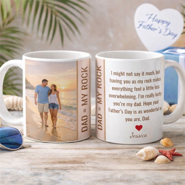 Pappa, Min Klippa Beach Solnedgång Anpassad Fars D Kaffemugg (Skapare uppladdad)
